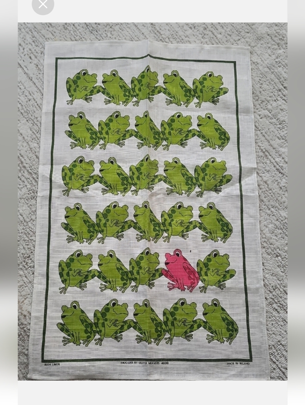 Vintage Ulster Weavers Frog Irish Linen Tea Towel
